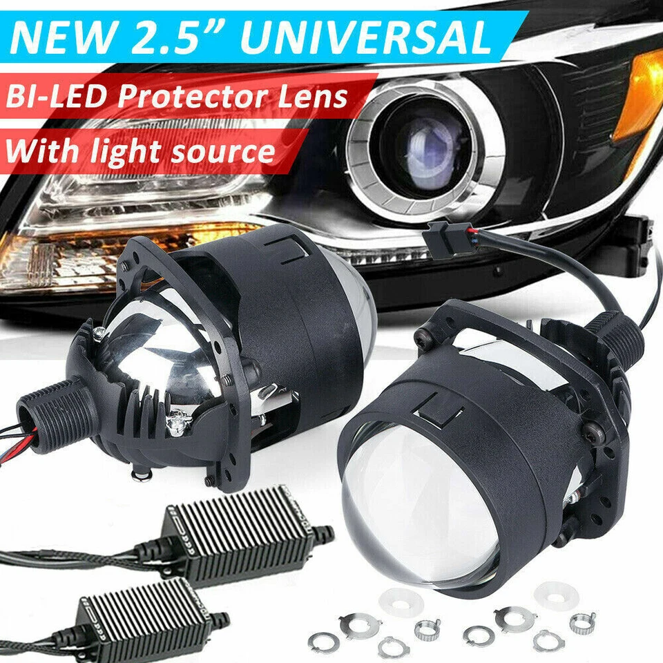 LED Headlight 2.5" Bi LED Projector LensH4 H7 9005 9006Retrofit Kit With Bulb - Image 1 of 4