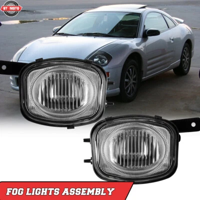 For 2000-2002 Mitsubishi Eclipse Fog Lights Bumper Lamps W/Bulbs Clear Lens Pair - Image 1 of 4