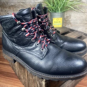 Tommy Hilfiger ‘Curtis’ Black Leather Boots - Textured Finish - Heel Logo - UK9 - Picture 1 of 13