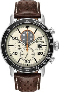 CA0649-06X Citizen Brycen Brown Leather Band Eco-Drive Men's Chronograph Watch - Picture 1 of 3