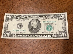 Error Note - 1990 FRN $20 - Cleveland- Minor Misalignment of Overprint - Picture 1 of 4