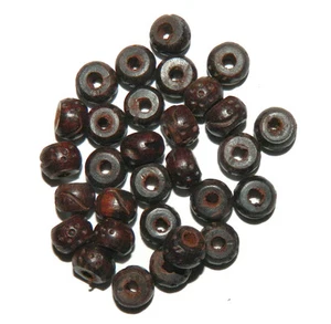 24 Hand Carved Wood Beads 3mm Hole 10x7mm Semi Round - Picture 1 of 1