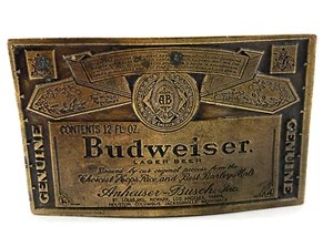 Budweiser Beer Belt Buckle With Aquarius Belt 38” Anheuser Busch 3.25" x 2.38" - Picture 1 of 4