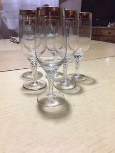 Set 6 Bicchieri Vintage Oro Ricamo Flute Spumante - Foto 1 di 5