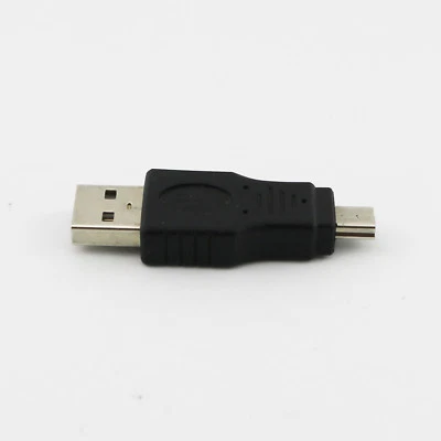 1pc USB 2.0 A Male To USB Mini 5 Pin Male Plug Adapter Converter Connector Black - Image 1 of 4