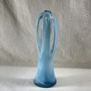 Mundgeblasene Kunst Glas Skulptur Stretch Blau Wirbel Vintage Mid Century Mexiko - Bild 1 von 11