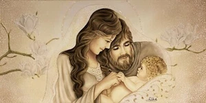 QUADRO STAMPA TELA CANVAS sacra famiglia capezzale capo letto classico moderno - Foto 1 di 3