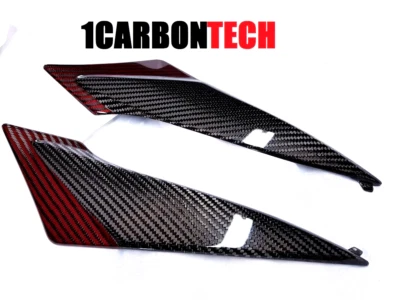 2011-2025 SUZUKI GSXR 600-750 CARBON FIBER AND RED HYBRID TANK TRIMS 2 PIECE - Image 1 of 4