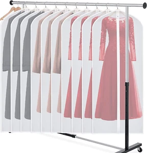Garment Bags Long, Pack of 10 Garment Bag Transparent Full Zipper Suit Bag, 60 X - Picture 1 of 10