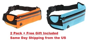 2 Pack + Free Gift Running Belt Fanny Pack, Adjustable Waist with Water holder - Picture 1 of 9