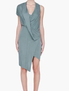 Helmut Lang Shale Draped Asymmetrical Dress Olive Green/Mint Size P - Picture 1 of 14