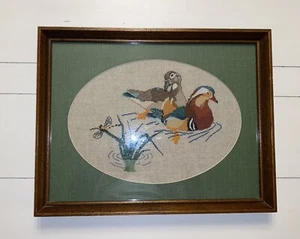 Vtg Whittington Gallery Swimming Ducks Duck Hunting Camp Needlepoint Crewelwork - Picture 1 of 7