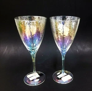 NEW SET OF 2 PC SET CLEAR RAINBOW,PRISM MULTI PURPOSE DRINKING WATER,WINE GLASS - Picture 1 of 5
