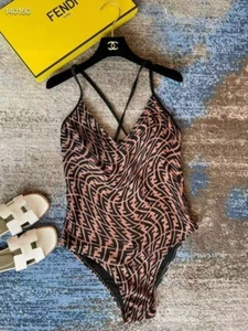 Fendi Reversible One-Piece Swimsuit FF Logo / Metallic Gray - Picture 1 of 6