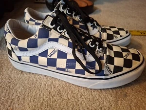 VANS Mens Classic Big Checker Black Navy Size 9 Canvas Shoes Sneakers Women 10.5 - Picture 1 of 22