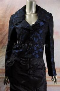 $2495 New with Tags ANDREW GN Stylish Blue Black Lace Covered Crop Jacket 8 42