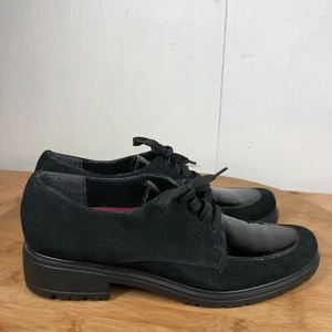 Munro Shoes Womens 9.5 Black Suede Patent Leather Oxfords Career USA Made - Picture 1 of 14