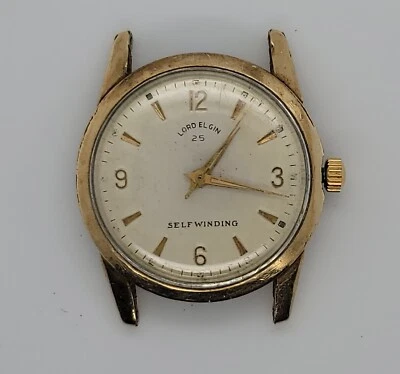 Men's Vintage Lord Elgin 25j Automatic 10k Rolled Gold Plated Watch Parts/Repair - Image 1 of 4