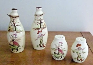 4 PC Vintage RECLO Japan Cruet Salt Pepper Set Original Stickers - Picture 1 of 5