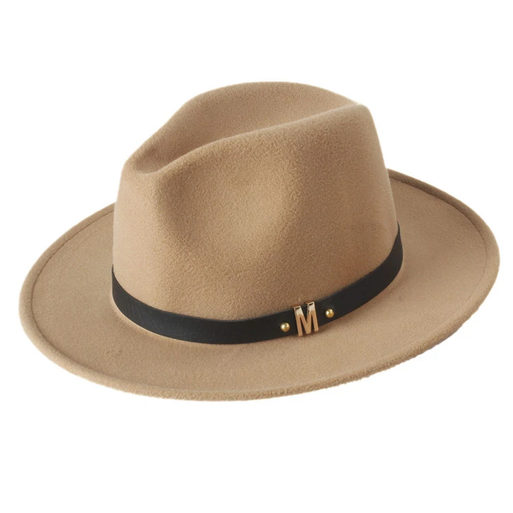 Moda Mujeres Hombres Sombrero Fedora Mezcla de Lana Ala Ancha Jazz Iglesia Gorra Sombreros de Panamá Foto 1 de 4