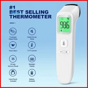 WIRELESS TOUCHLESS Forehead Thermometer Baby and Adults,Fever Alarm LCD Display - Picture 1 of 5
