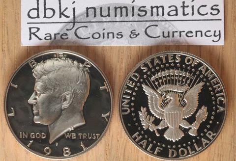 1981 S Proof Kennedy Half Dollar 50¢ - Type 1 - Filled "S" - Gem Cameo Proof Cover