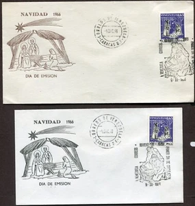 VENEZUELA 1966, CHRISTMAS NATIVITY, Scott 911, F.D.C. x 2 - Picture 1 of 1