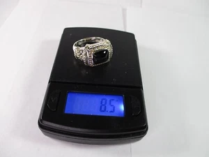 Vintage .925 Silver Filigree and Black Onyx Cabochon Ring 10.25 8.5 grams - Picture 1 of 8