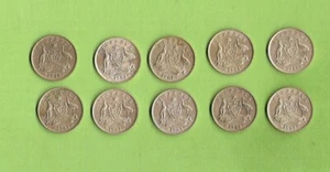 TEN  1961  AUSTRALIAN SILVER SIXPENCE COINS - Bild 1 von 2