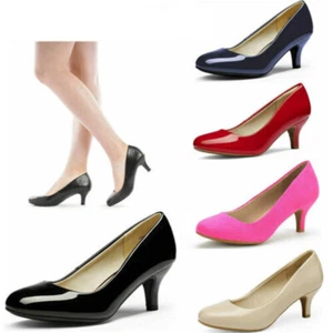 DREAM PAIRS Womens Low Heel Pump Shoes Round Toe Slip On Wedding Dress Shoes - Picture 1 of 33