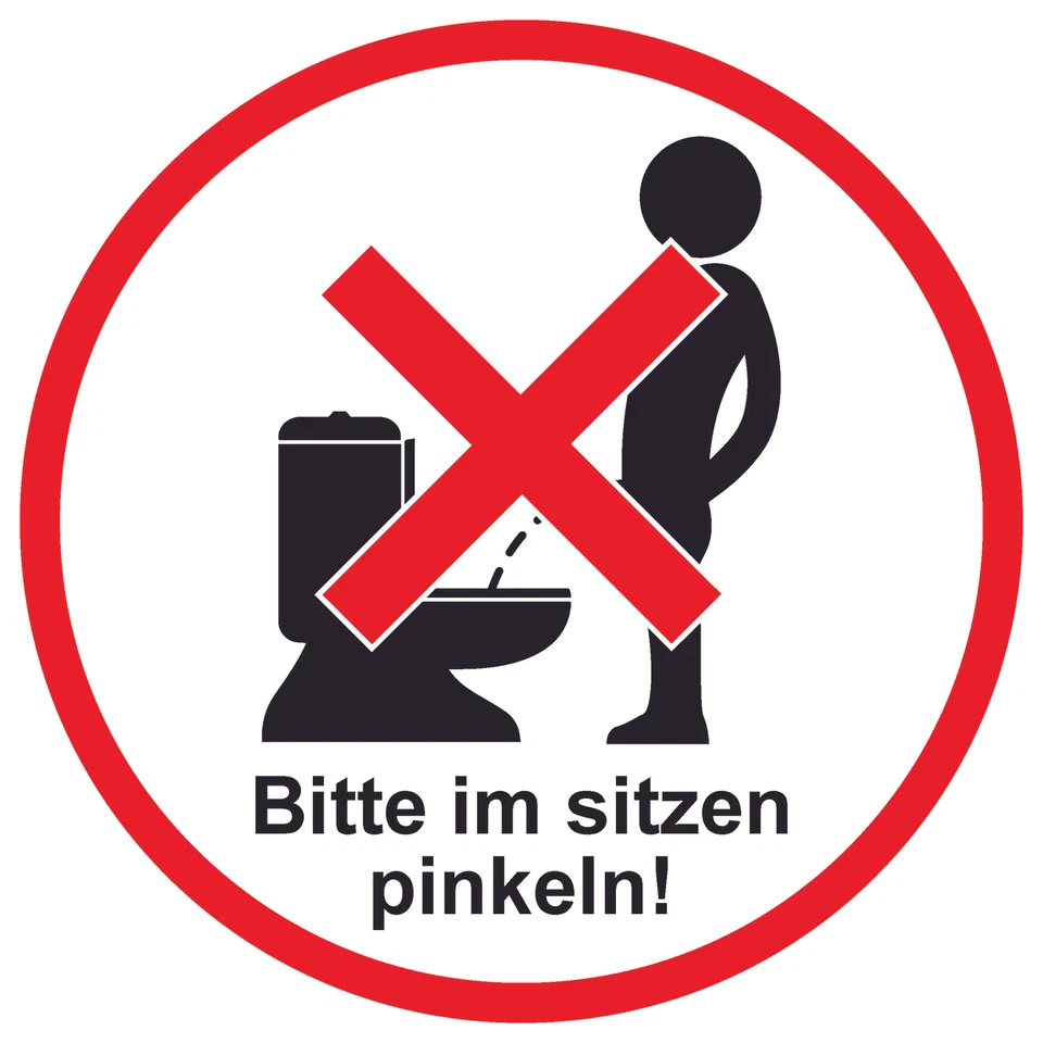 Bitte im sitzen pinkeln Aufkleber 10 cm rot-schwarz LO-TOILET-10100-10 - Bild 1 von 1