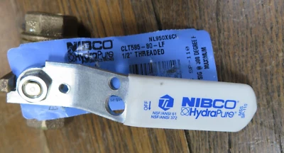NEW VALVE NIBCO HYDRAPURE BRONZE BALL VALVE FULL PORT 1/2" NL950X6C CLT585-80-LF - Image 1 of 4