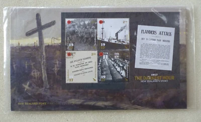 2017 Nueva Zelanda Primera Guerra Mundial Hora Más Oscura Juego de 2 Mini Hojas FDC Primer Día Fundas Foto 1 de 2