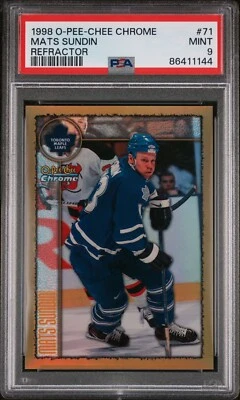 1998 O-Pee-Chee Chrome Refractor #71 Mats Sundin PSA 9 POP 2 Highest Leafs HOF - Image 1 of 2