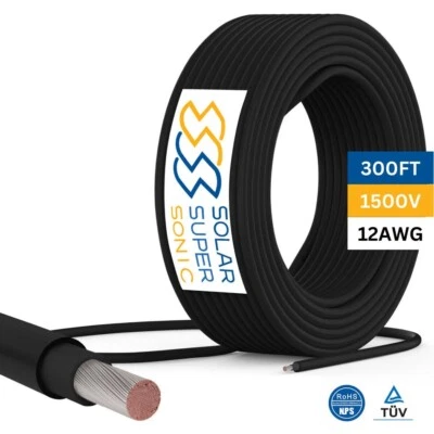 1500V PV Wire - TUV Certified Solar Cable - 8/10/12 AWG - Black/Red - 100/300 FT - Image 1 of 4