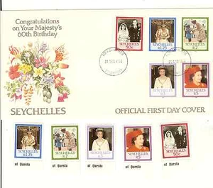 SEYCHELLEN QE II 60. GEBURTSTAG SCOTT #'S 592-96 POSTFRISCH & OFFIZIELLER FDC KOSTENLOSER VERSAND - Bild 1 von 1