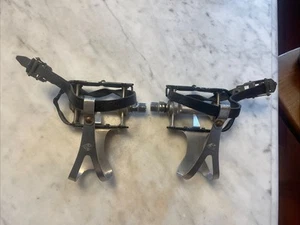 Vtg CAMPAGNOLO SUPERLEGGERI PEDALS w/ CINELLI Medium Clips + TOUTAN Straps. (NJ) - Picture 1 of 6