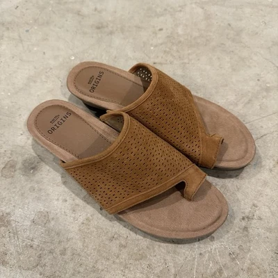 Sandalias Earth Origins Pearl para mujer 9 ANCHAS marrón coñac gamuza A178 Foto 1 de 4