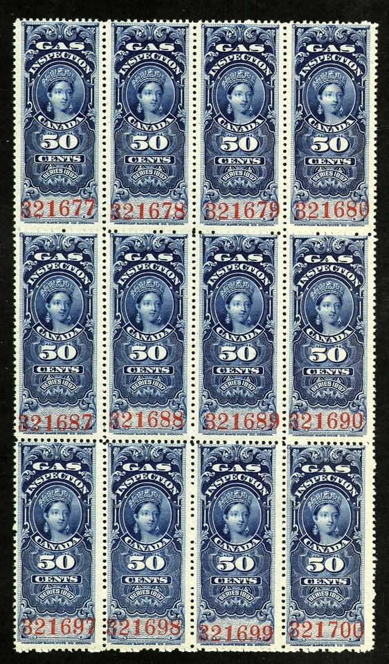 CANADA Revenue FG19 - NH - BLK of 12 - 50¢ Gas Inspection (.022) - Image 1 of 1