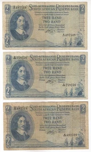 South Africa, 2 Rand, 1961-65, Set of 3, South African Reserve Bank, P105b, XF - Picture 1 of 2