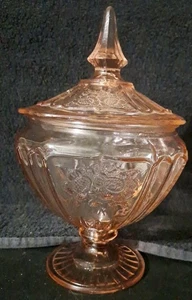 VINTAGE PINK DEPRESSION MAYFAIR ANCHOR HOCKING OPEN ROSE FOOTED CANDY DISH... - Picture 1 of 15