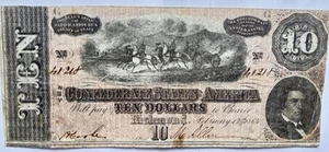 1864 $10 Southern States of America No. 41218 #3238 - Picture 1 of 4