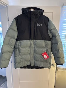 Helly Hansen Men's Xl Long Puffy Jacket Gray Blue Full Zip - Picture 1 of 4