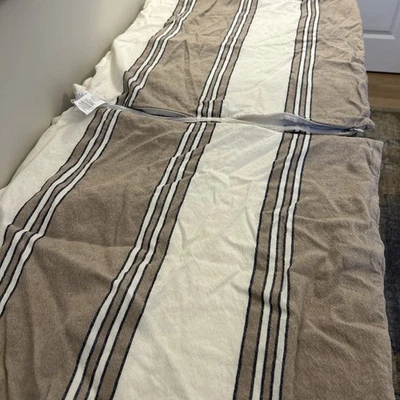 Set of 2 Pottery Barn Harper Striped 24 x 24" Pillow Cover~Khaki Multi  - Image 1 of 4