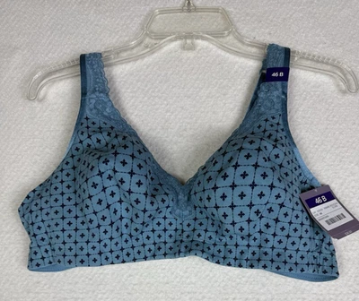 CATHERINES INTIMATES T 恤文胸 #5210 46B 蓝色棉质无钢丝全新带标签 — 第 1/4 张图片