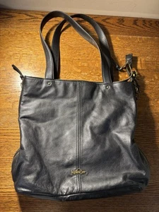 kipling leather shoulder purse bag black, zip closure, bag charm 12x12 - Picture 1 of 15