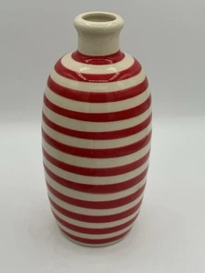 Olive Oil Vase White with Red Stripes Ceramic Art Pottery Beneoliva Spain - Picture 1 of 6