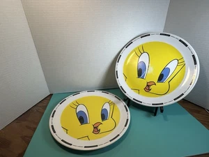 Set of 2 Zak Designs Tweety Bird Looney Tunes Melamine 10.5" Plate - Picture 1 of 8
