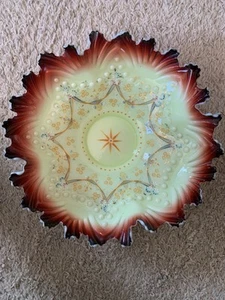 Victorian Bride’s Wedding Bowl With Custard Glass And Blood - Picture 1 of 5