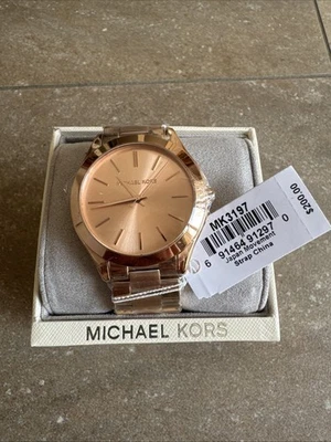  NWT Michael Kors MK3197 Slim Runway Rose Gold Tone Women's Watch 42mm - Image 1 of 2